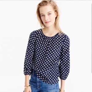 Jcrew Silk Polka Dot Blouse, 0